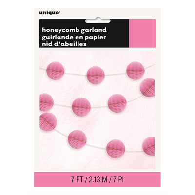 Hot Pink Honeycomb Ball Garland 7ft