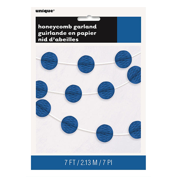 Royal Blue Honeycomb Ball Garland 7ft
