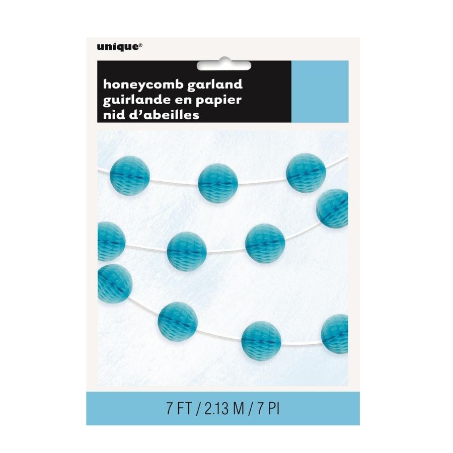 Powder Blue Honeycomb Ball Garland 7ft