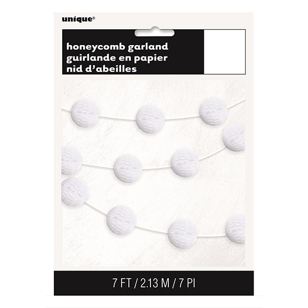 White Honeycomb Ball Garland 7ft