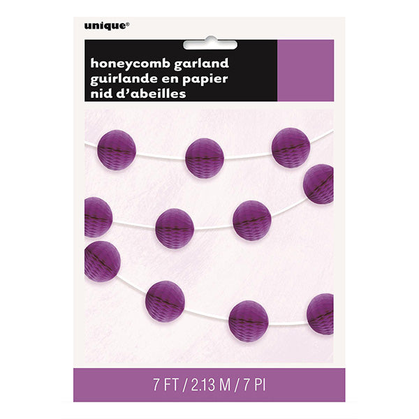 Pretty Purple Honeycomb Ball Garland 7ft