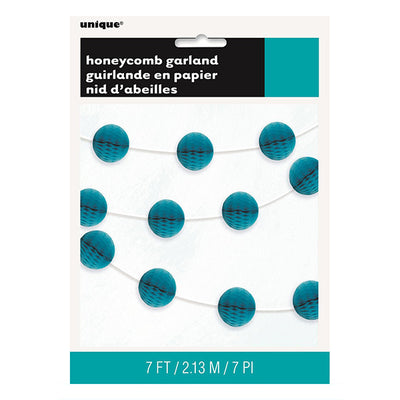 Caribbean Teal Honeycomb Ball Garland 7ft