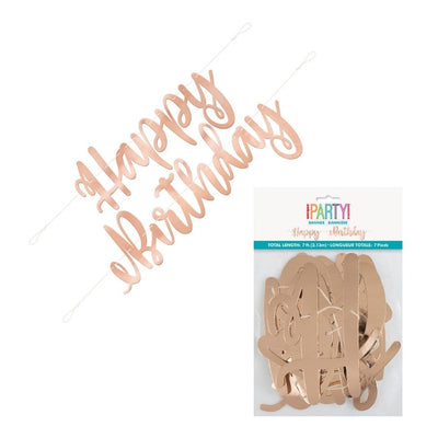 Rose Gold Foil Happy Birthday Jointed Banner 2.13m