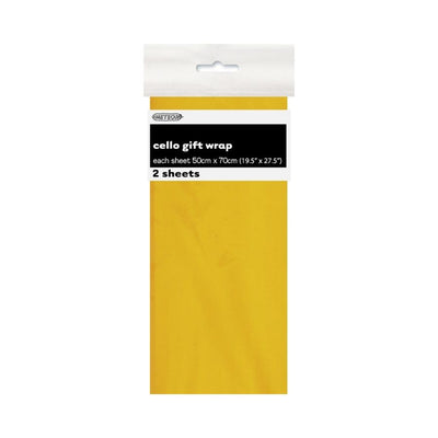 2pk Yellow Premium Cello Wrap Sheet 50x70cm