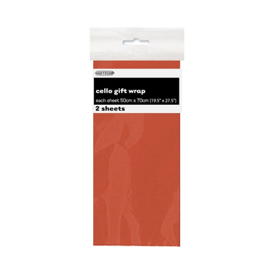 2pk Pumpkin Orange Premium Cello Wrap Sheet 50x70cm