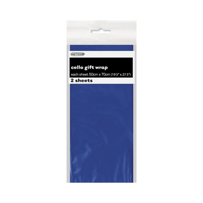 2pk Royal Blue Premium Cello Wrap Sheet 50x70cm