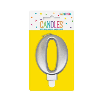 Metallic Silver No. 0 Numeral Candle