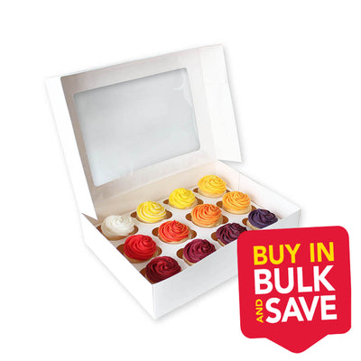 BULK 50pk 12 Holds White Cupcake Box (13x10x4in)