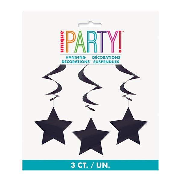 Black 3 Star Hanging Swirls 90cm