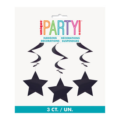 Black 3 Star Hanging Swirls 90cm