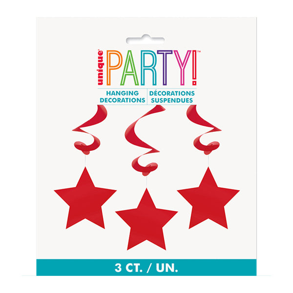 Red 3 Star Hanging Swirls 90cm