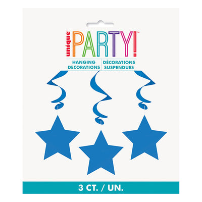 Royal Blue 3 Star Hanging Swirls 90cm