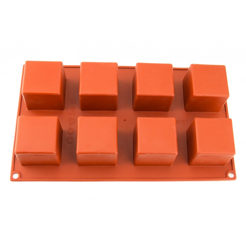 8 Cavity Square Cube Silicone Cake & Chocolate Mould (50x50x50mm cavity)