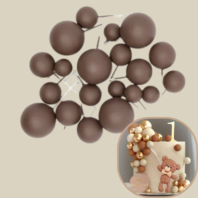 Chocolate Brown Matte Ball Toppers 20pk
