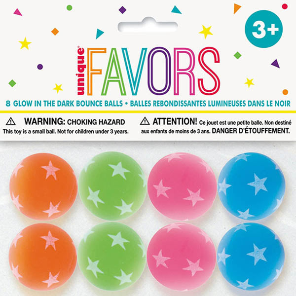 Glow Bounce Balls 32.5mm 8pk