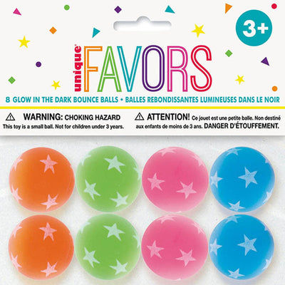Glow Bounce Balls 32.5mm 8pk