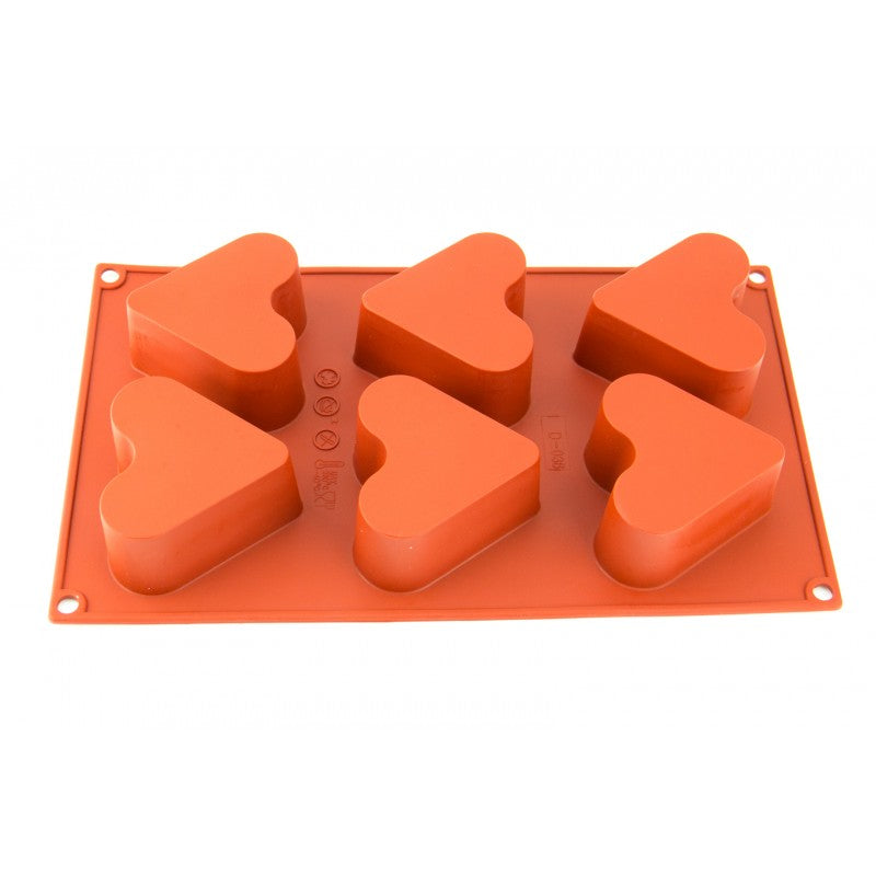 6 Cavity Deep Hearts Silicone Cake & Chocolate Mould