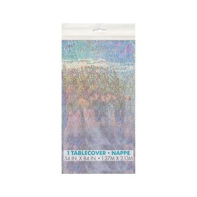 Prismatic Silver Plastic Tablecover 1.37m x 2.13m (54in x 84in)