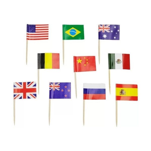 National Flag Picks 6.5cm 50pk (countries vary)
