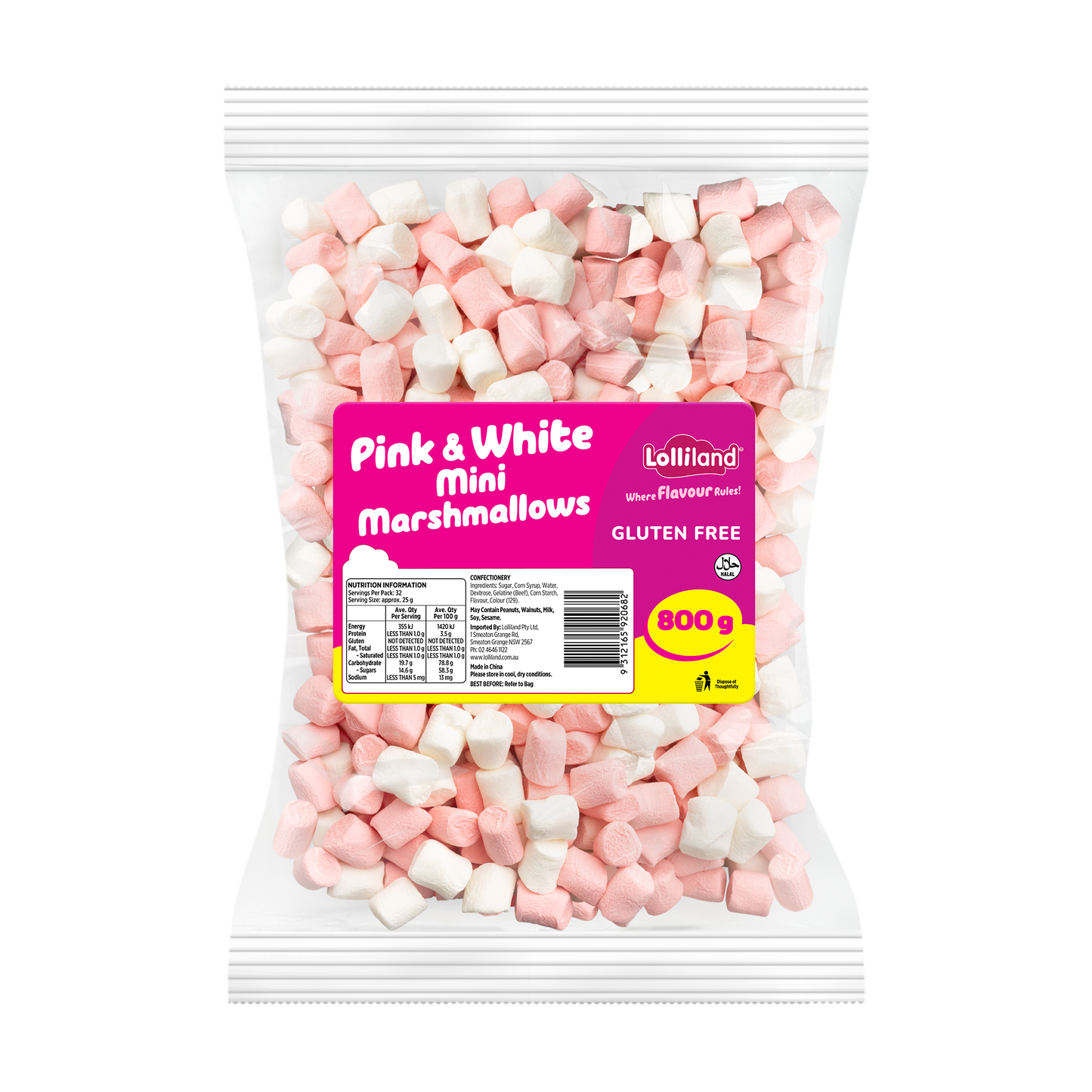 Pink and White Mini Marshmallows 800g