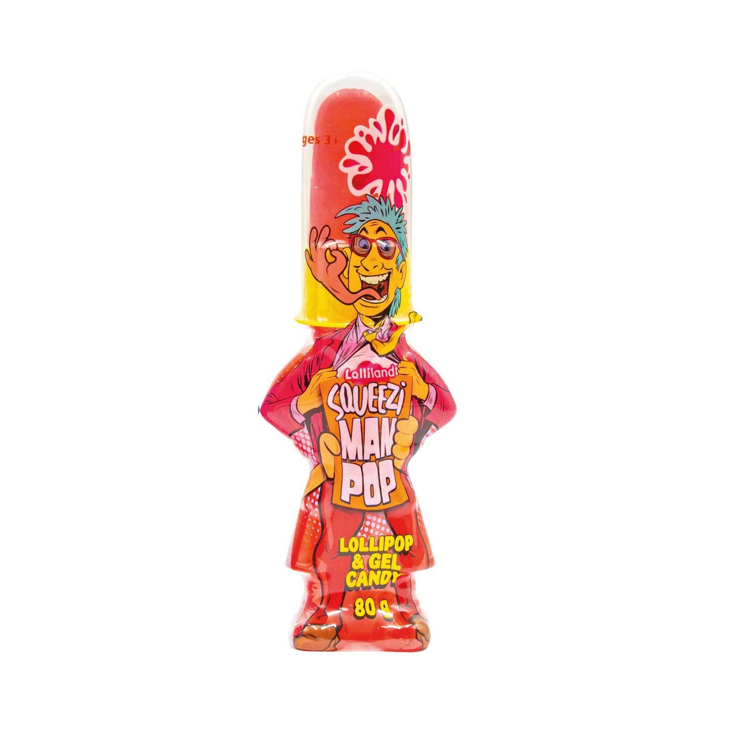 Squeezi Man Pop Lollipop and Gel 80g