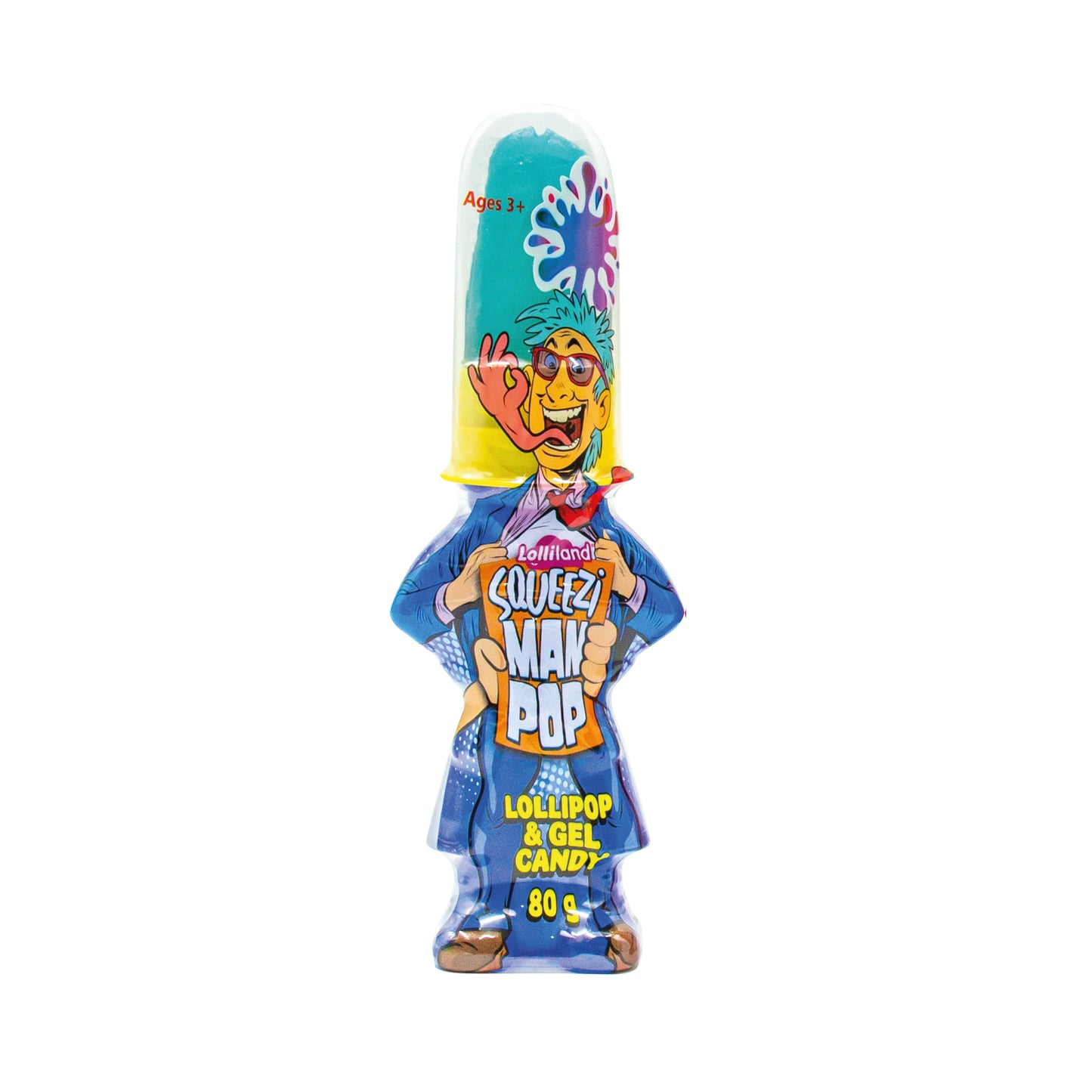 Squeezi Man Pop Lollipop and Gel 80g