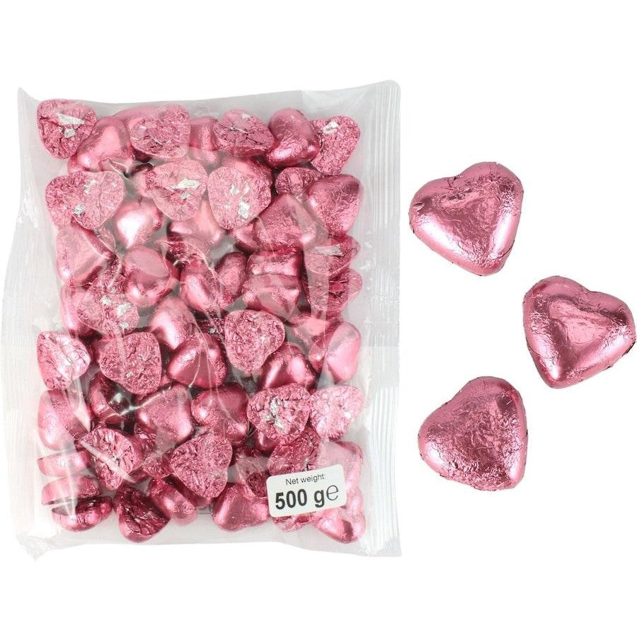 Pink Milk Chocolate Hearts 500g (approx. 70 pieces)