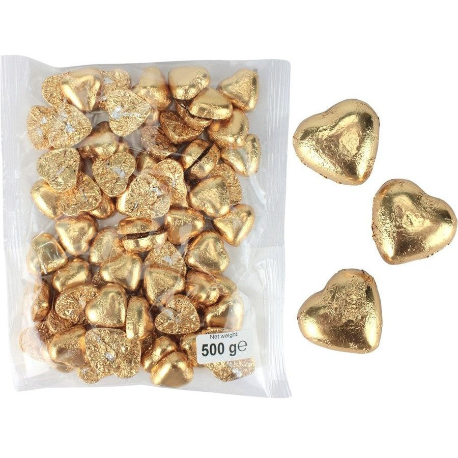 Gold Milk Chocolate Hearts 500g (approx. 70 pieces)
