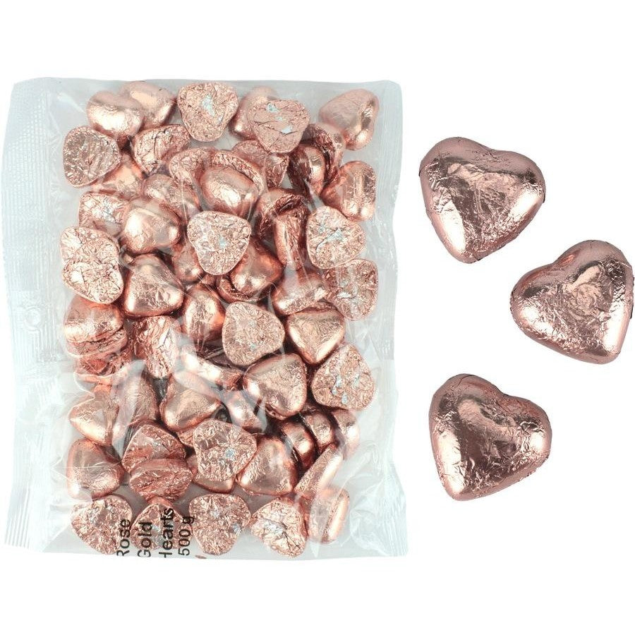 Rose Gold Milk Chocolate Hearts 500g (approx. 70 pieces)