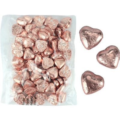 Rose Gold Milk Chocolate Hearts 500g (approx. 70 pieces)