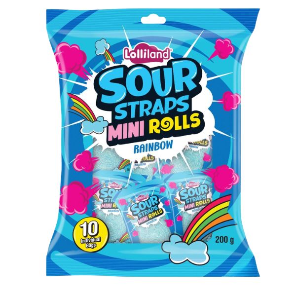 Sour Straps Mini Rainbow Rolls 200g