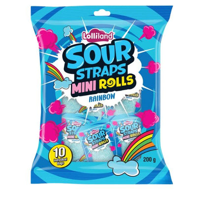 Sour Straps Mini Rainbow Rolls 200g