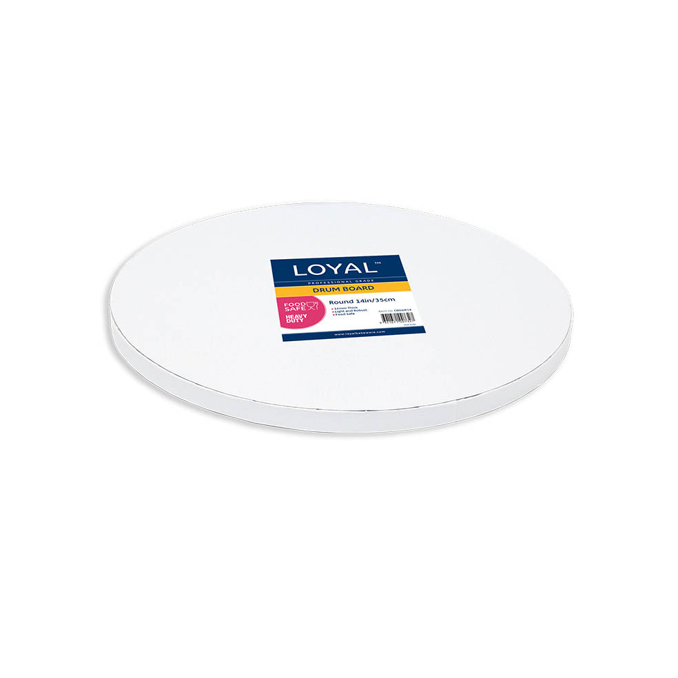 14in Round 12mm Drum Cake Board - White