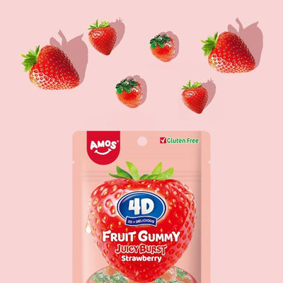 Amos 4D Gummy Juicy Burst Strawberry 1kg