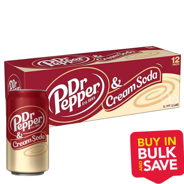 BULK 12PK USA Dr Pepper Cream Soda 355ml