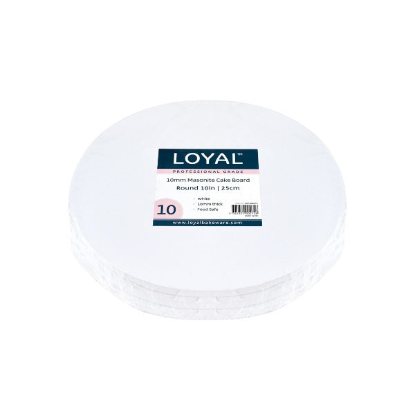 10in Round 10mm Masonite Drum Cake Board - White