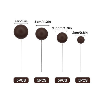 Chocolate Brown Matte Ball Toppers 20pk