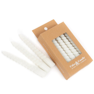10pk White Large Spiral Candles 10cm