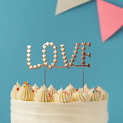 Rose Gold Plated Metal Cake Topper - Love