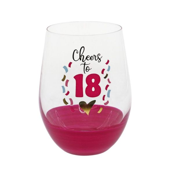 Cheers To 18 Stemless Wine Glass