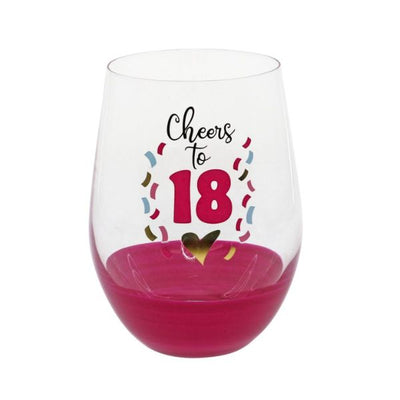 Cheers To 18 Stemless Wine Glass