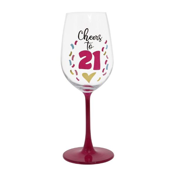 Cheers To 21 Wine Glass