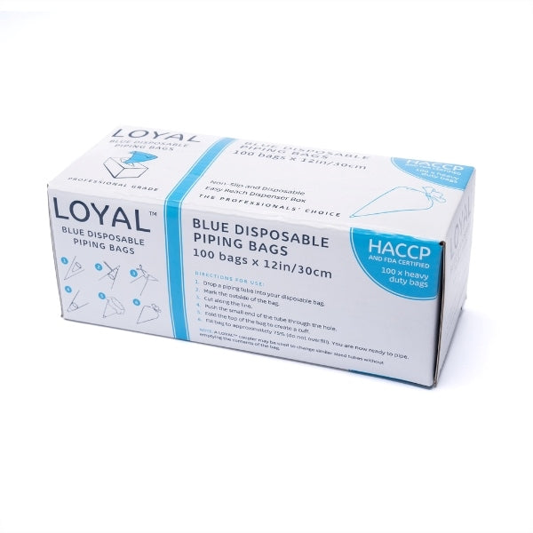 100pk 12in/30cm Loyal Blue Disposable Biodegradable Piping Bags