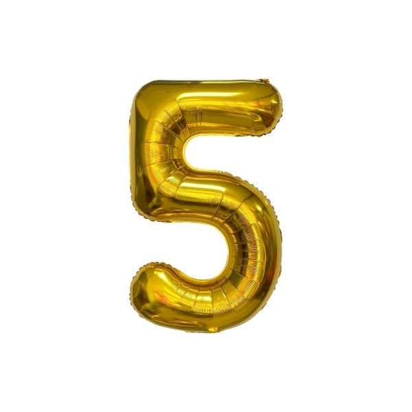 34 Inch Gold Balloon Number 5