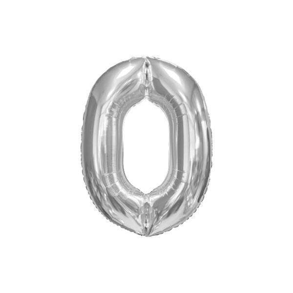 34 Inch Silver Balloon Number 0