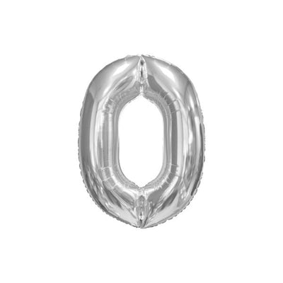 34 Inch Silver Balloon Number 0