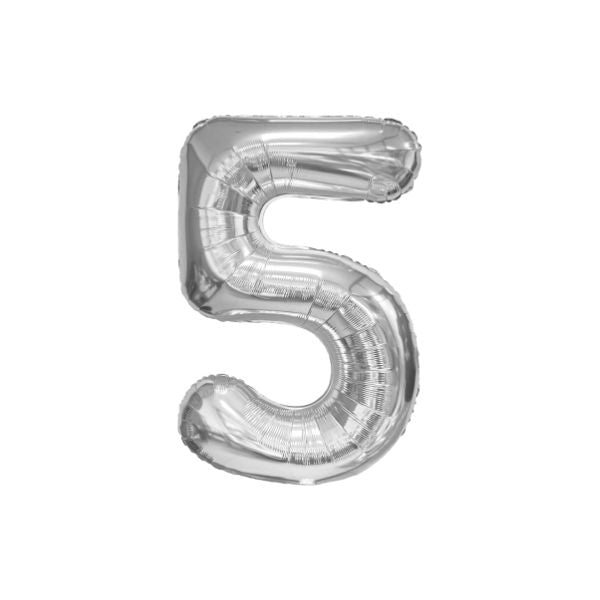 34 Inch Silver Balloon Number 5