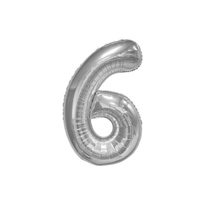 34 Inch Silver Balloon Number 6