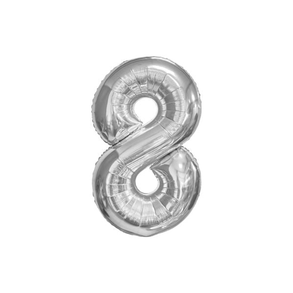 34 Inch Silver Balloon Number 8