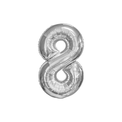 34 Inch Silver Balloon Number 8